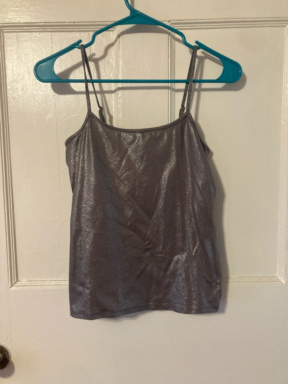 White House Black Market Silver Shimmer Tank Top